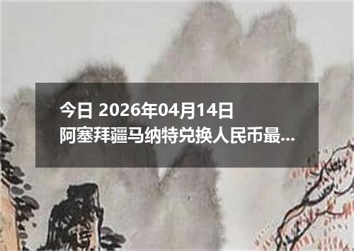 今日 2026年04月14日 阿塞拜疆马纳特兑换人民币最新汇率行情