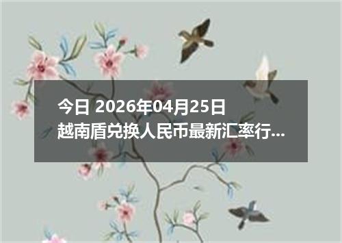 今日 2026年04月25日 越南盾兑换人民币最新汇率行情